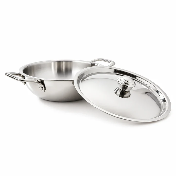 Stainless Steel Kadai 18 Gauge With Steel Lid